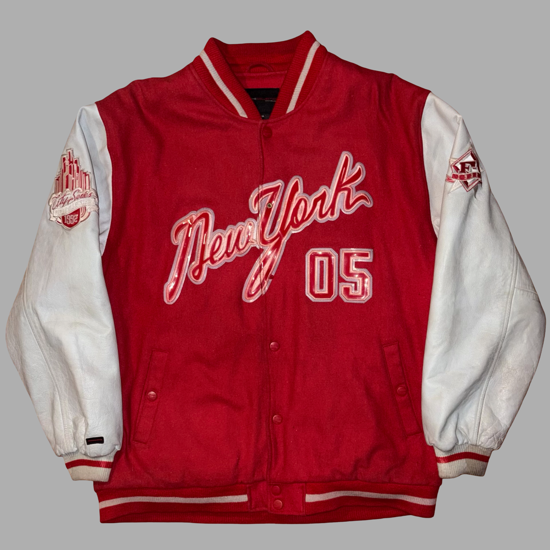 Bomber in Pelle e Lana FUBU Cityseries New York Vintage  (XL)