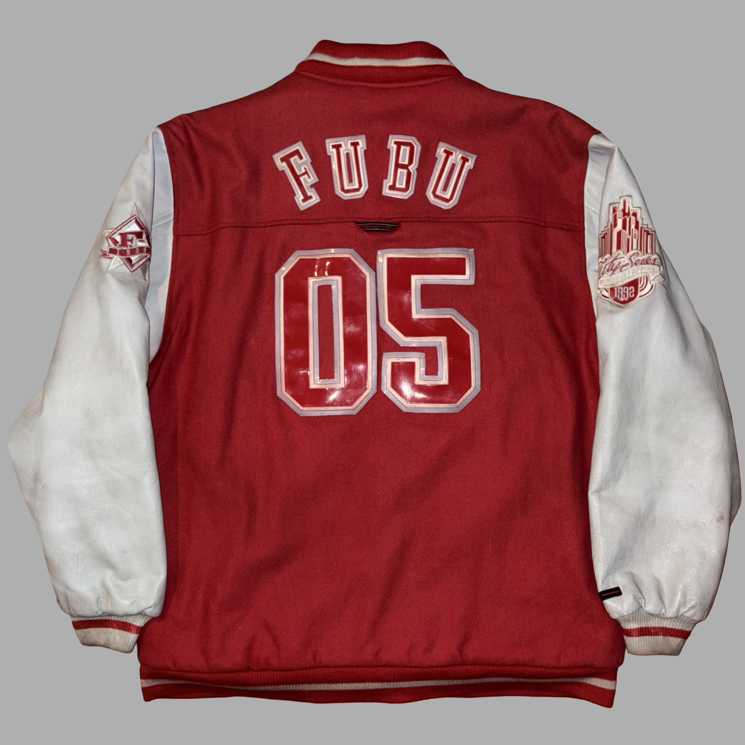 Bomber in Pelle e Lana FUBU Cityseries New York Vintage  (XL)